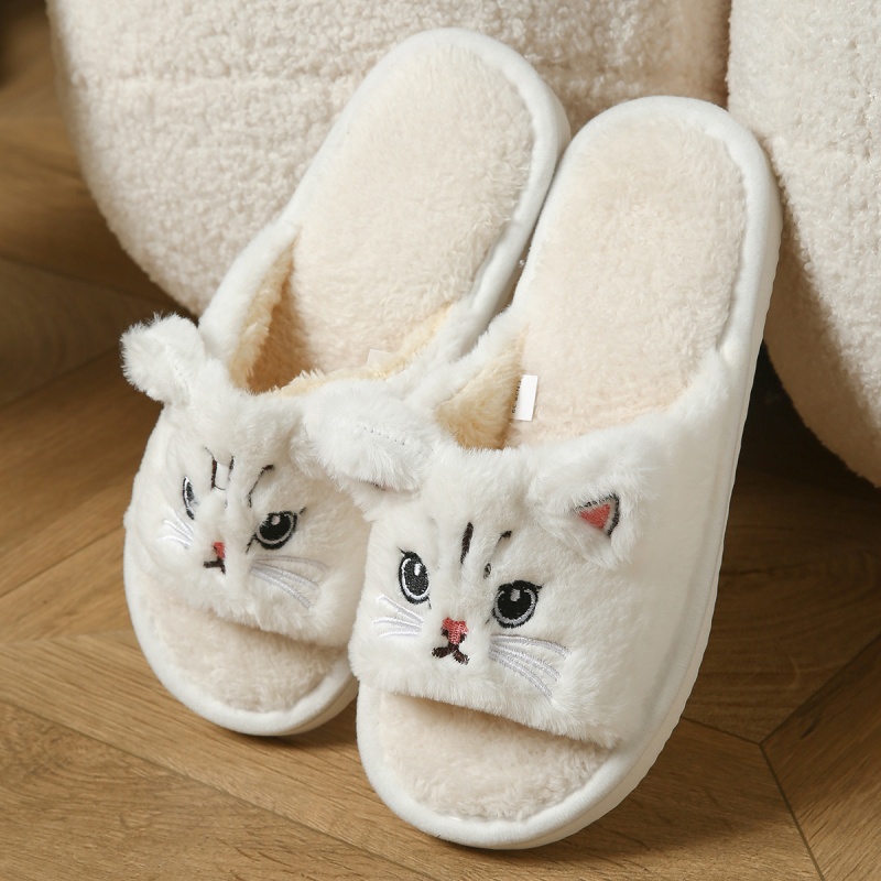 Sewing Garment - Cute Cat Plush Flip Flops For