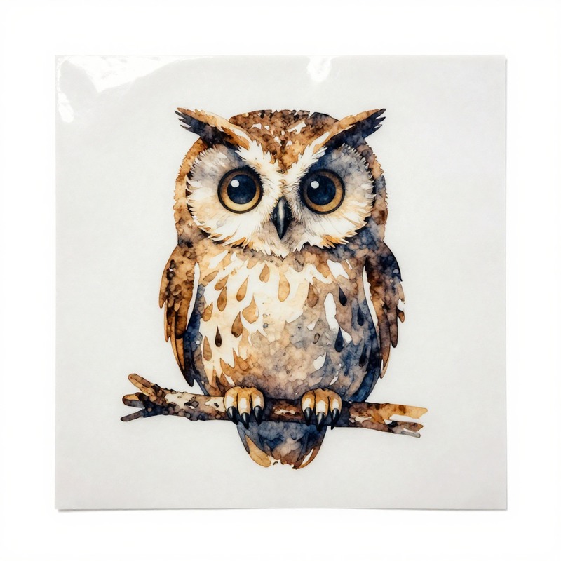 Iron On Patch - Watercolor Owl Heat Transfer Vinyl HTV