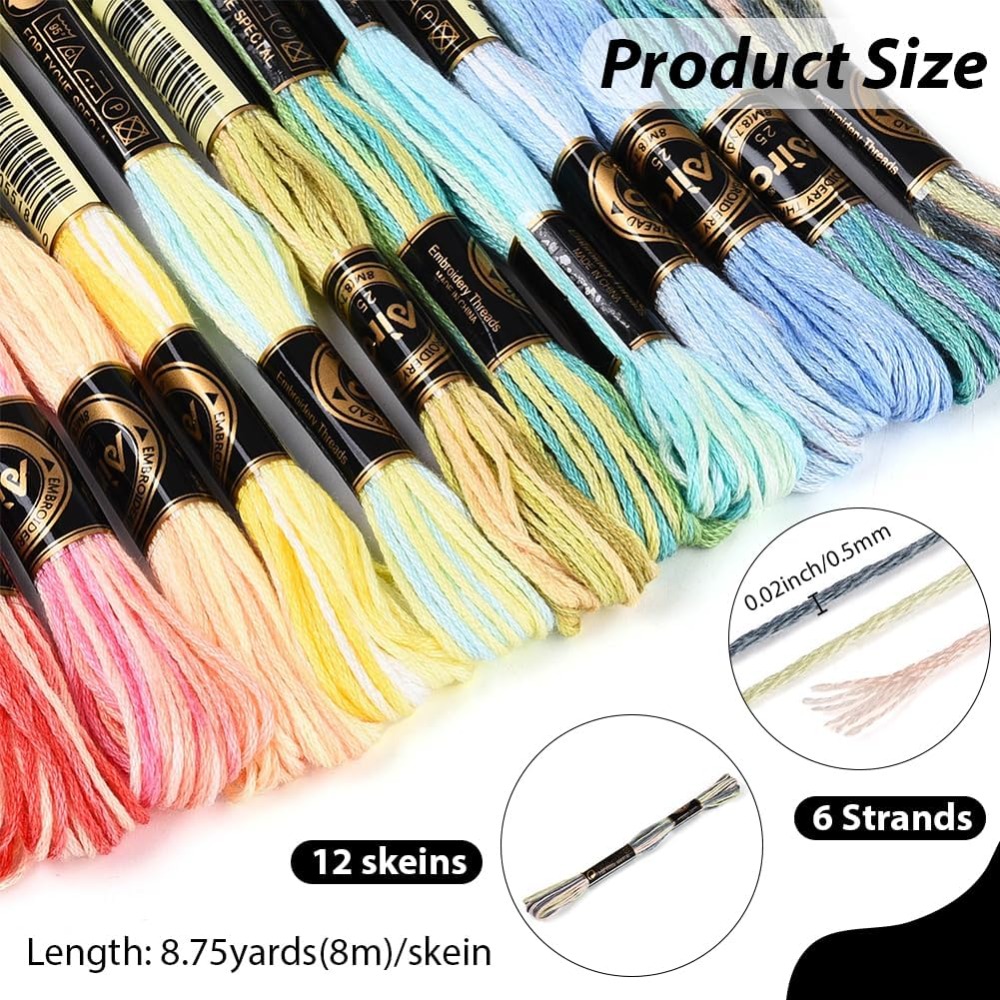 12 Skeins 105 Yards 6 Ply Vari - огляд і ціна Embroidery Floss Thread