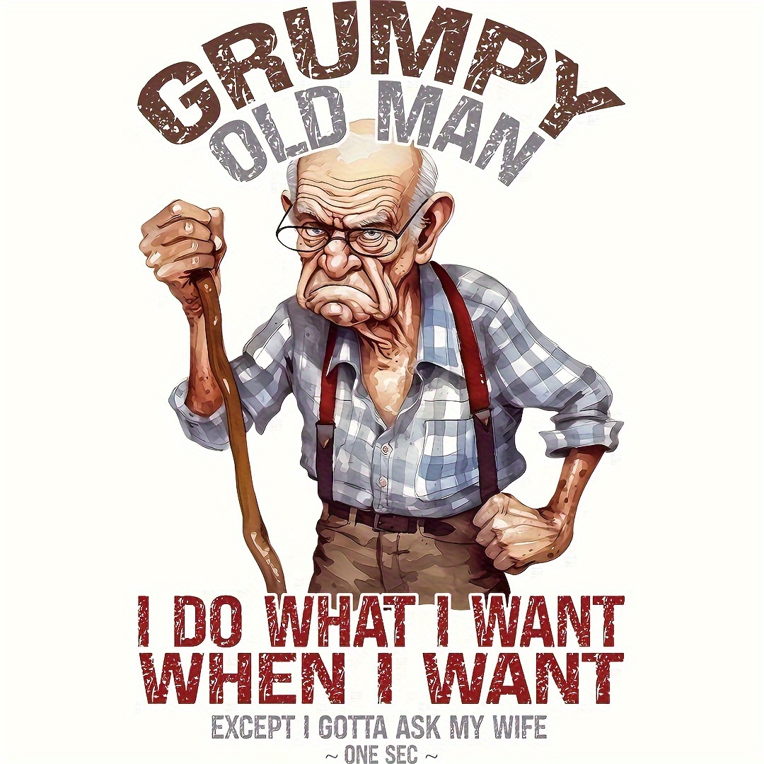 Funny Old Man Quotes Cartoon H - огляд і ціна Iron On Patch
