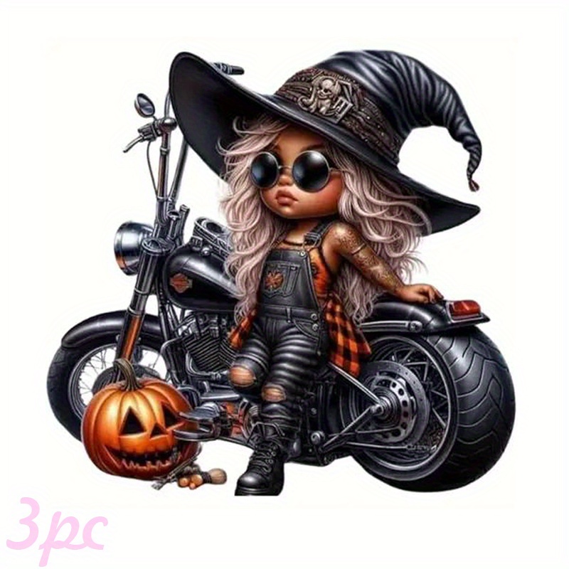 Witch on Motorcycle Halloween  - огляд і ціна Iron On Patch