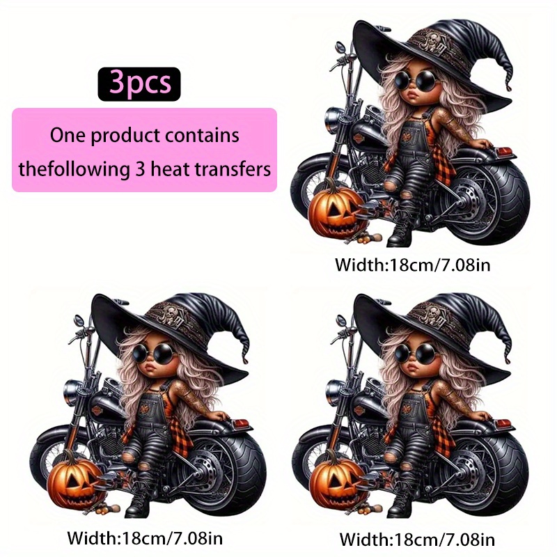 Witch on Motorcycle Halloween  - огляд і ціна Iron On Patch