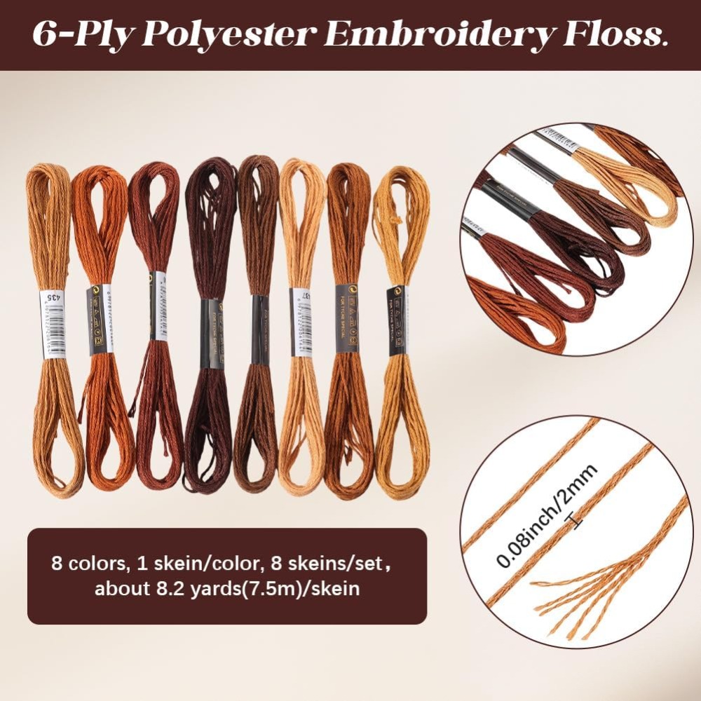 8 Skeins 6 Strands Brown Embro - огляд і ціна Embroidery Floss Thread