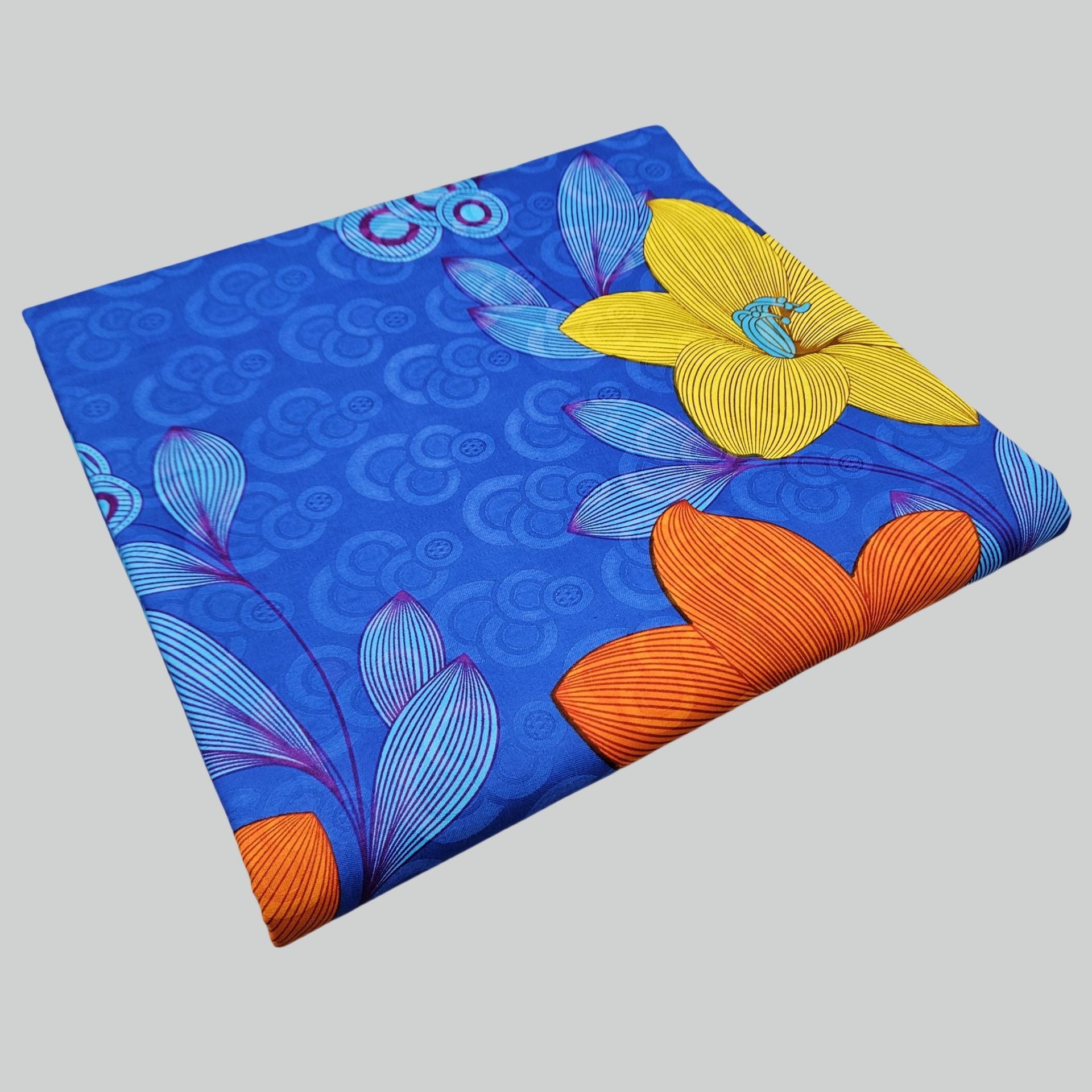Floral Printed on Purple Blue  - огляд і ціна Sewing Batik Fabric