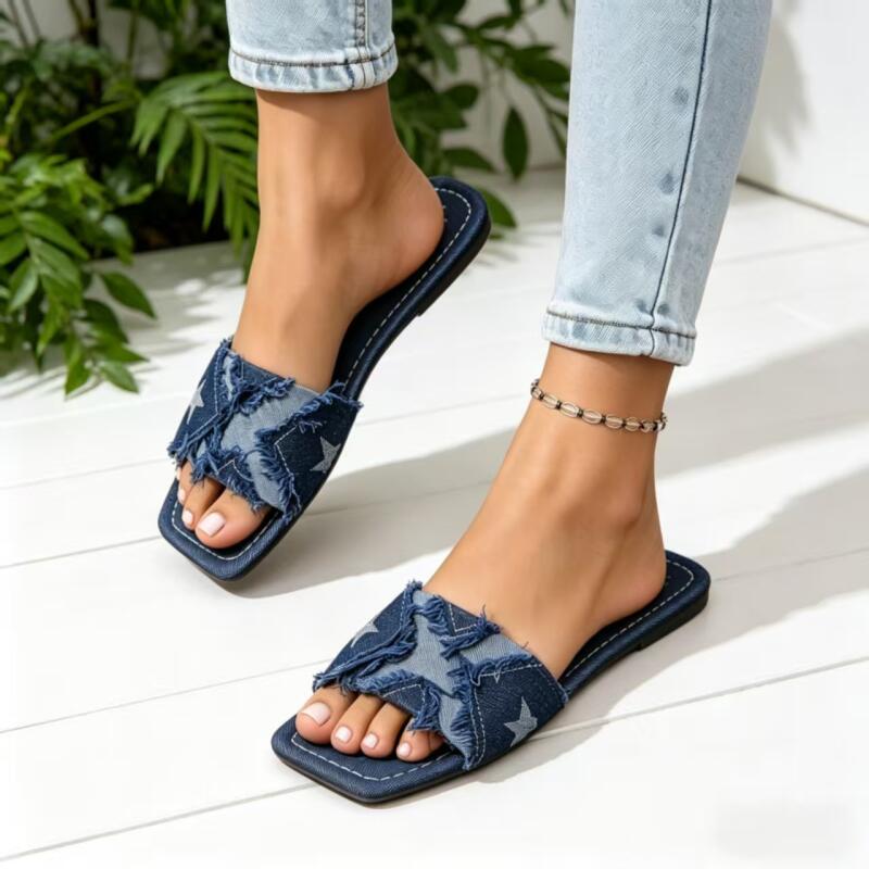 Y2K Denim Strap Flat Heel Sand - огляд і ціна Sewing Expert