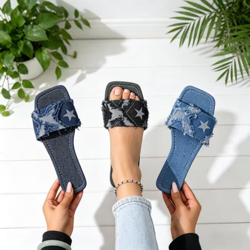 Y2K Denim Strap Flat Heel Sand - огляд і ціна Sewing Expert