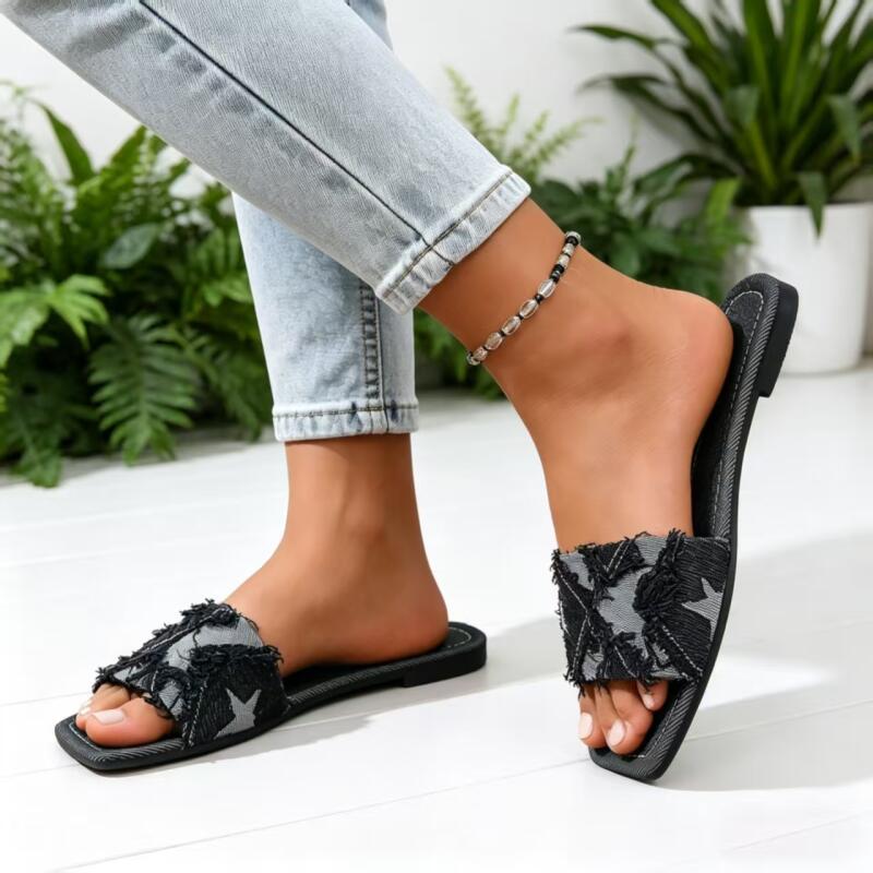 Y2K Denim Strap Flat Heel Sand - огляд і ціна Sewing Expert
